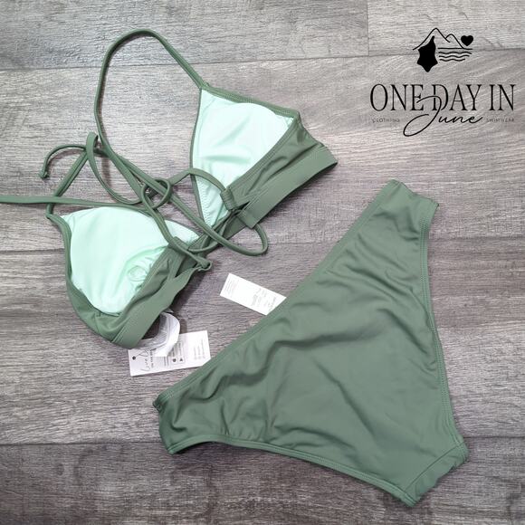 Cupshe Tie Back Triangle Bikini Swimsuit Size S - Picture 7 of 7